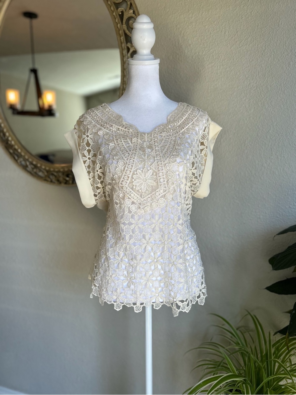 HeartSoul Cream Lace Crochet Blouse
